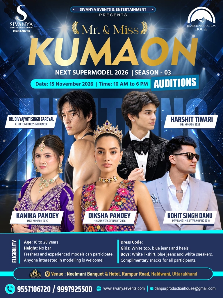 Mr. & Miss Kumaon Next Supermodel 2026 Season 3 Auditions Banner